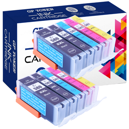 10x Ersatz-Tintenpatronen Canon Pixma TS6150 TS6151 TR7550 TR8550 - GP-C580CMYKx2 SET