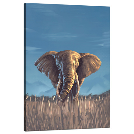 Gemälde auf Leinwand, Ölstil, grauer großer Elefant, 80 x 120 cm