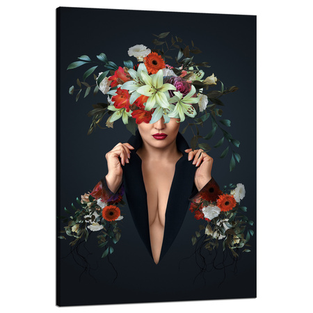 Leinwandgemälde Blumen Frau Schönheit Natur 80x120 cm