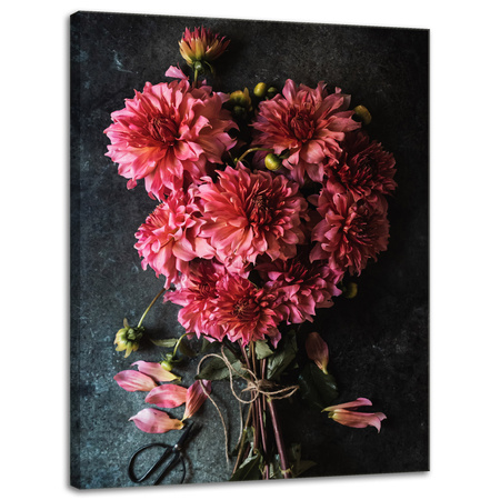 Leinwandgemälde Botanischer Dahlienstrauß 30x40 cm