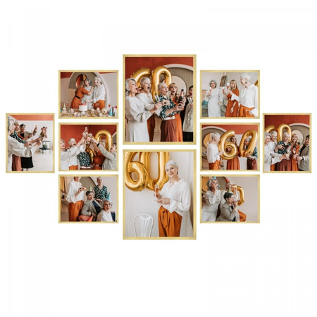 SET mit Multirama Gold-Galerie-Bilderrahmen – 10 Stück + Vorlage