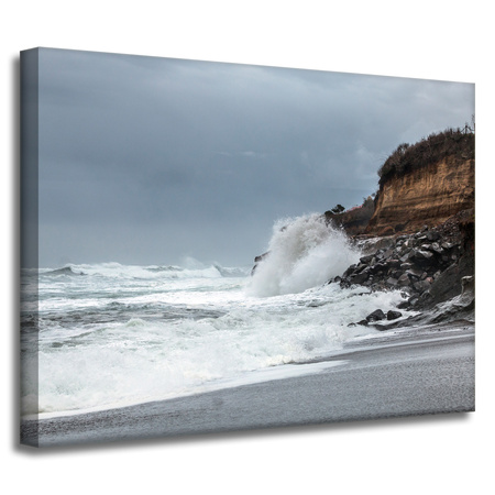Leinwandgemälde Naturwelle schlägt auf die Klippe 40x30 cm