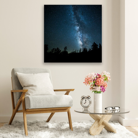 Leinwandgemälde Space Night Forest Nebula 90x90