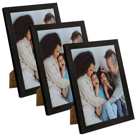 3x Schwarzer Fotorahmen 18x24, I L13,15,051, schwarzer Lack + Plexiglasprägung