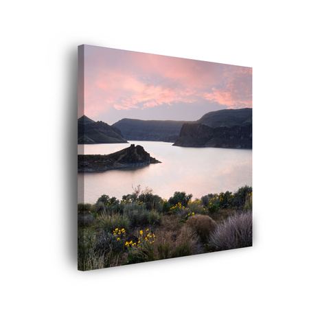 Leinwandgemälde Natur Berge Wasser Himmel Blumen Pflanzen 90x90