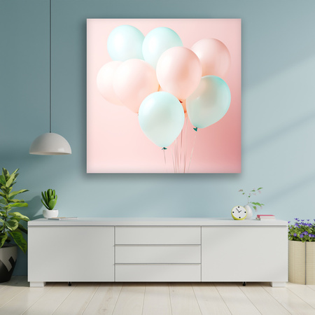Leinwandgemälde Rosa blaue Luftballons 90x90
