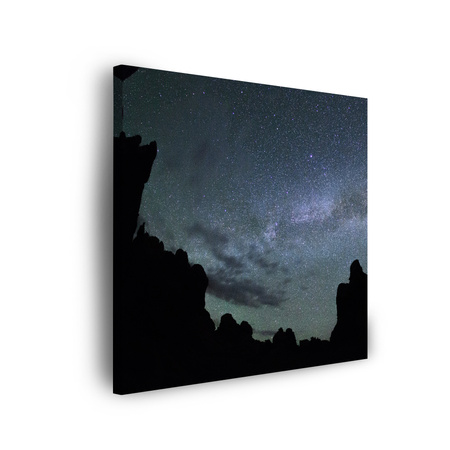 Leinwandgemälde Natur Weltraum Berge Dunkle Nacht 90x90