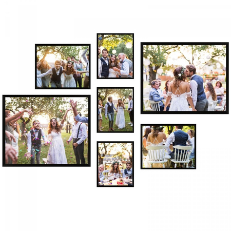 SET aus schwarzen Multirama-Galerie-Fotorahmen – 7 Stück + Vorlage