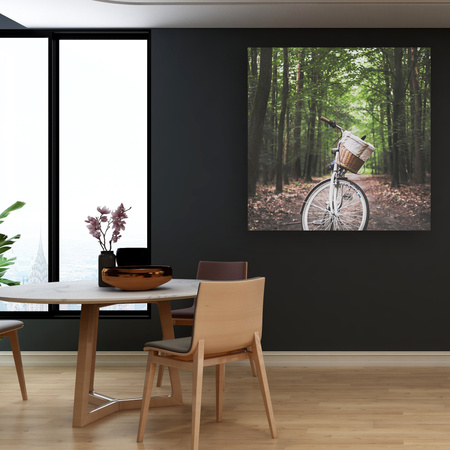 Leinwanddruck Jugendfahrrad im Wald 90x90