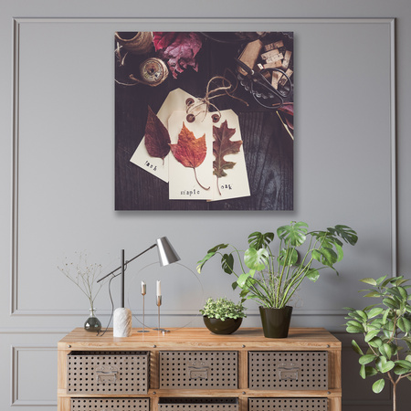 Leinwandgemälde Ahorn-Eichenblätter Retro Vintage 90x90