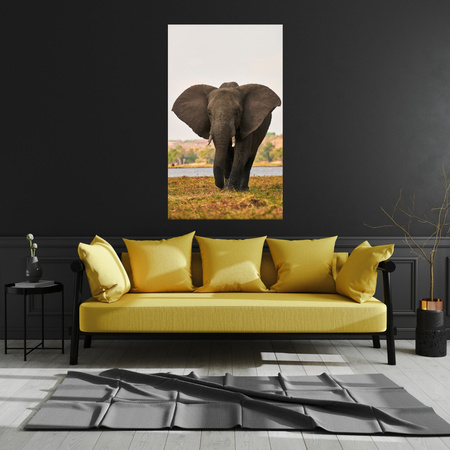 Leinwandgemälde Großer grauer Elefant in der Savanne 80x120 cm