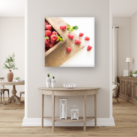 Leinwandgemälde Frische Sommerhimbeeren Frühlingsfrucht 90x90