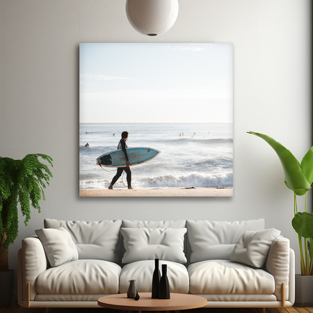 Leinwandgemälde Surfen Meerwasser Sommerstrand 90x90