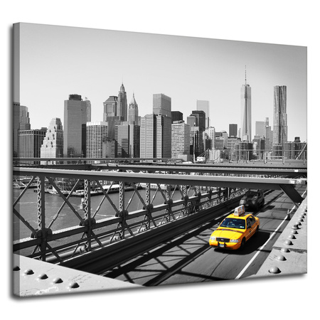 Leinwandgemälde Architektur New York Taxi 100X80 cm