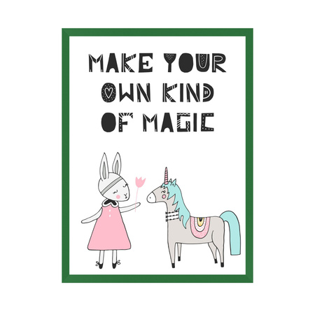 Kinderposter Machen Sie Ihre eigene Art von Magie 21X29,7 cm + grüner Rahmen