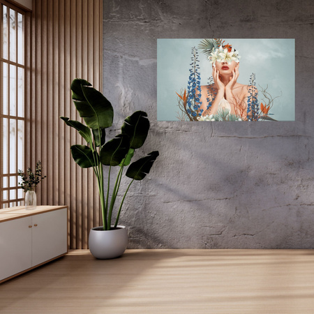 Leinwandgemälde Verschiedene Blumen Frau Natur 120x80 cm