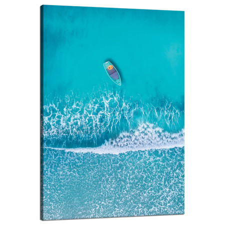 Leinwandgemälde Boot auf dem Meer Wasserblau 80x120 cm