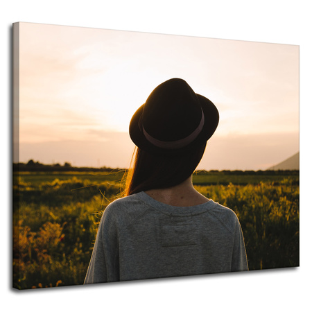 Leinwandgemälde Natur Frau mit Hut 100x80 cm
