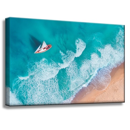 Leinwandgemälde Segelboot Wellen Sandufer 60x40 cm