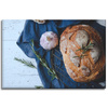 Leinwandgemälde Brot Knoblauch Frühstück Rosmarin Vintage 90x60