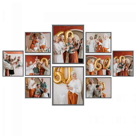 SET Fotorahmen Multirama Galerie grau - 10 Stück + Vorlage