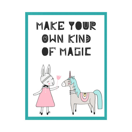 Kinderposter Machen Sie Ihre eigene Art von Magie 24X30 cm + Rahmen türkisfarbenes Meer